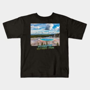 Wyoming State Outline (Yellowstone National Park) Kids T-Shirt